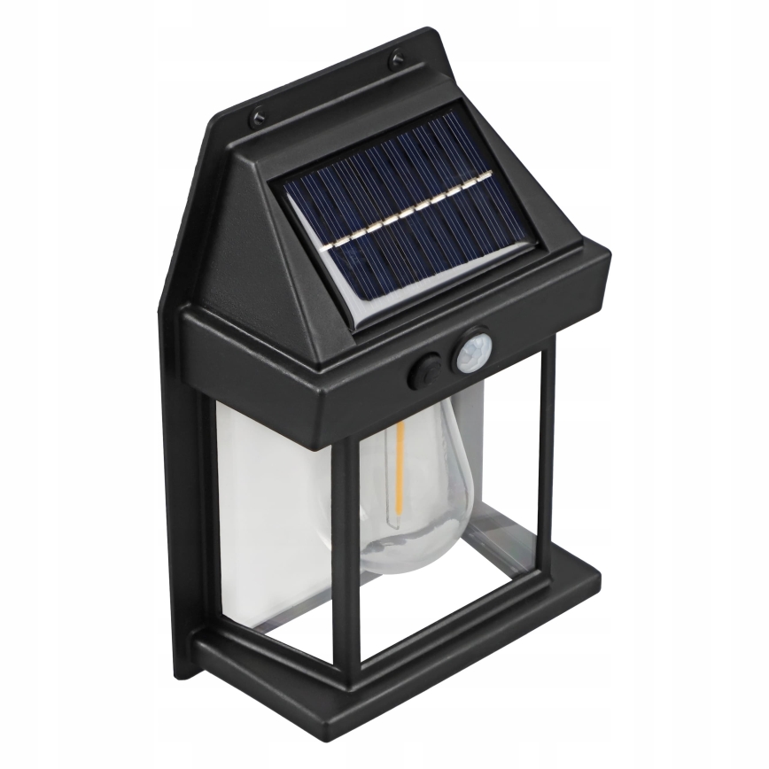 LED solcelle-væglampe med sensor LED/3,7 V 600 mAh IP44 sort