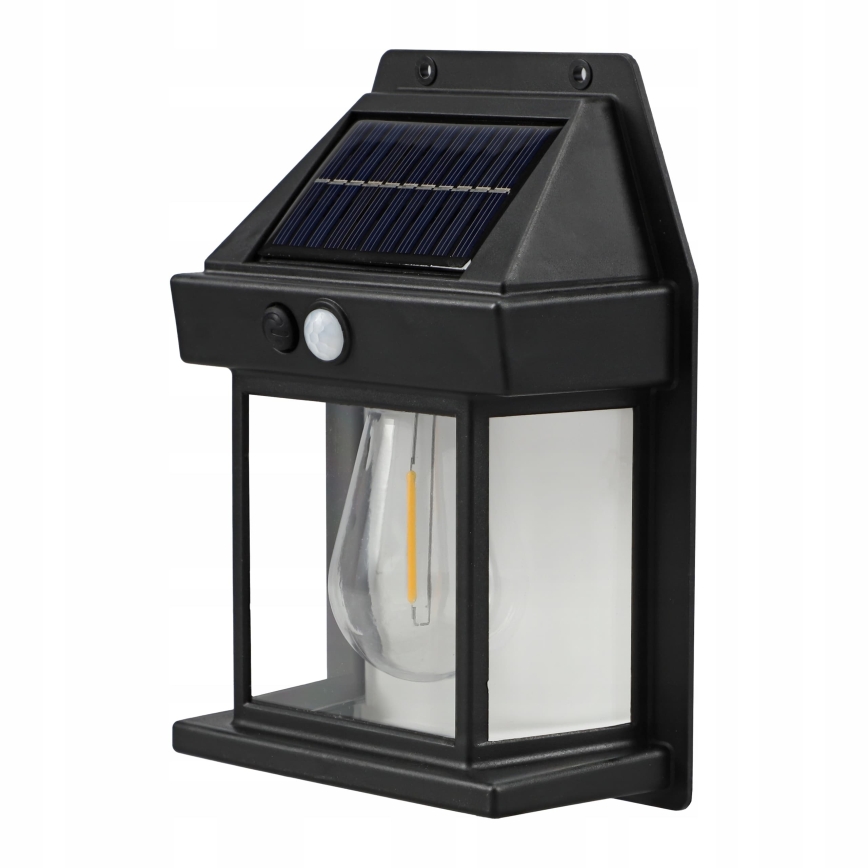 LED solcelle-væglampe med sensor LED/3,7 V 600 mAh IP44 sort