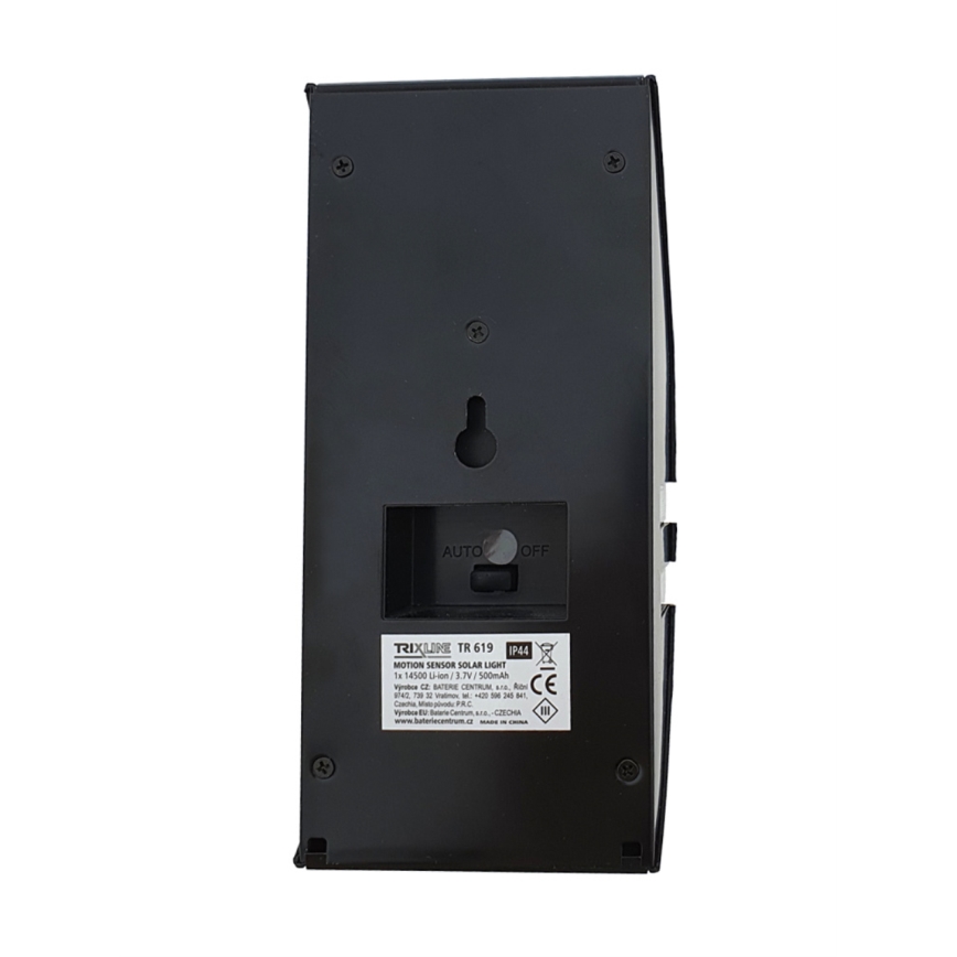 LED solcelle væglampe med sensor LED/3,7V 500 mAh IP44 sort