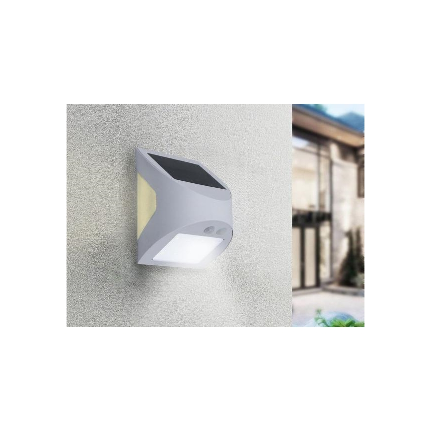LED solcelledrevet væglampe med sensor LED/3W/3,7V 3000/4000K 1200 mAh IP54 hvid