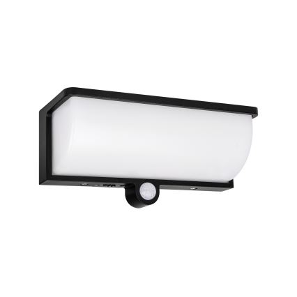 LED solcelle væglampe med bevægelses- og skumringssensor LED/3W/3,7V IP54 1500 mAh sort