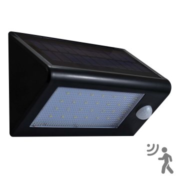 LED solcelle væglampe med sensor LED/5,5W/3,7V 2000 mAh IP44 sort