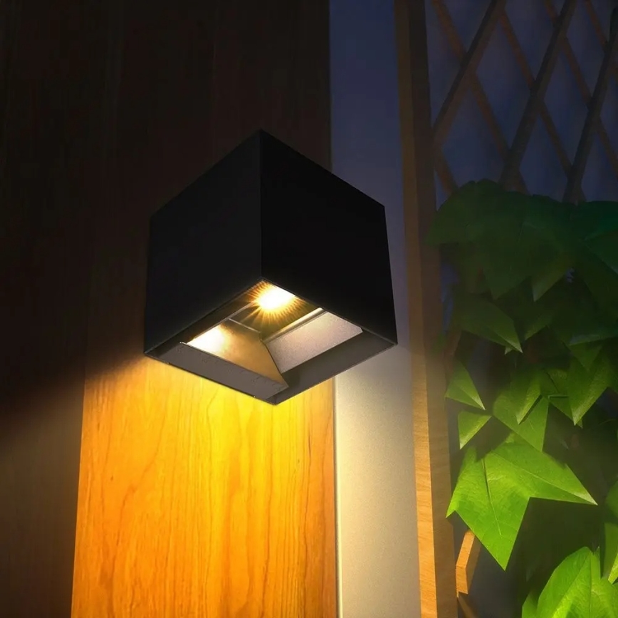 LED-solcelledrevet væglampe med sensor, 9 W, 3,7 V, 3000/4000/5000 K, IP65, 2600 mAh, sort