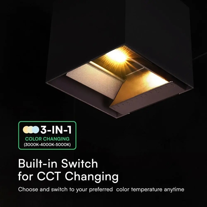 LED-solcelledrevet væglampe med sensor, 9 W, 3,7 V, 3000/4000/5000 K, IP65, 2600 mAh, sort