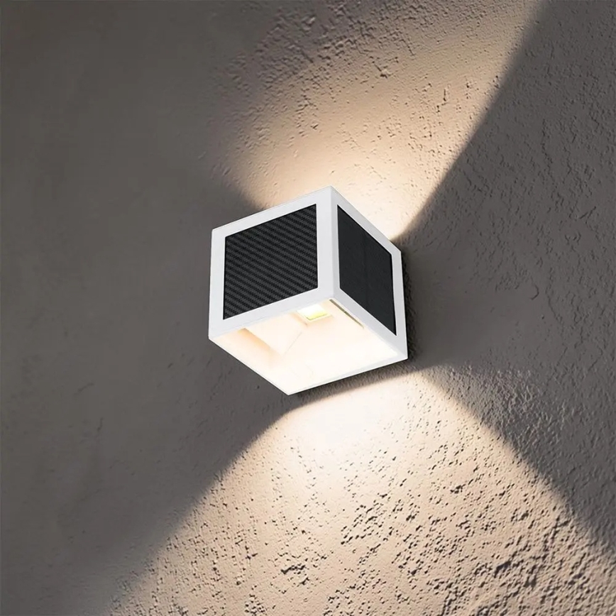 LED solcelledrevet væglampe med sensor LED/9W/3,7V 3000/4000/6000K IP65 2600 mAh hvid