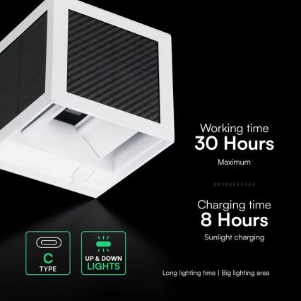 LED solcelledrevet væglampe med sensor LED/9W/3,7V 3000/4000/6000K IP65 2600 mAh hvid