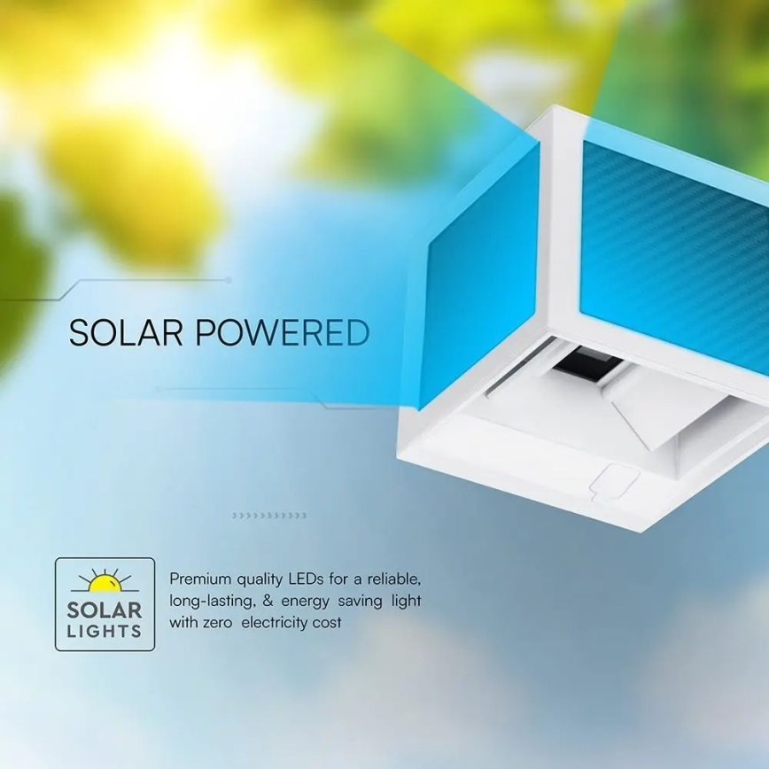 LED solcelledrevet væglampe med sensor LED/9W/3,7V 3000/4000/6000K IP65 2600 mAh hvid