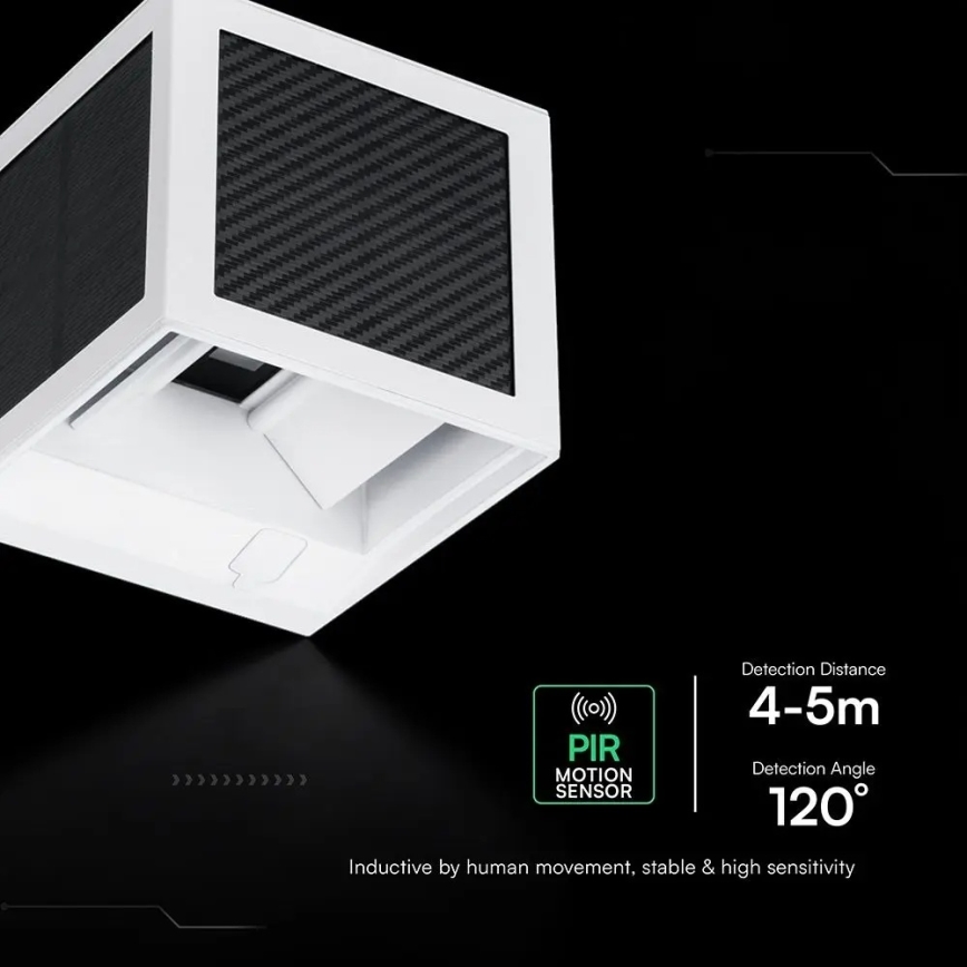 LED solcelledrevet væglampe med sensor LED/9W/3,7V 3000/4000/6000K IP65 2600 mAh hvid