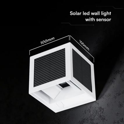 LED solcelledrevet væglampe med sensor LED/9W/3,7V 3000/4000/6000K IP65 2600 mAh hvid