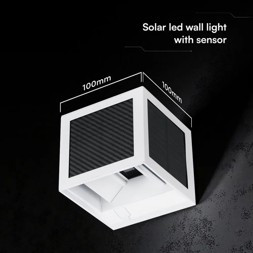 LED solcelledrevet væglampe med sensor LED/9W/3,7V 3000/4000/6000K IP65 2600 mAh hvid