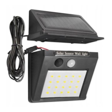 LED solcelle væglampe med sensor og eksternt panel LED/0,55W/3,7V 1200 mAh IP65