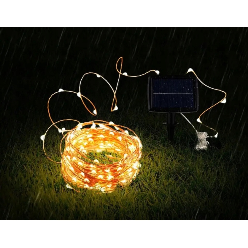 LED solcelledrevet dekorationskæde 100 LED/1,2 V 800 mAh 7 m IP44 sort