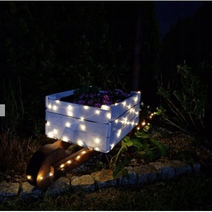 LED solcelledrevet dekorationskæde 100 LED/1,2 V 800 mAh 7 m IP44 sort