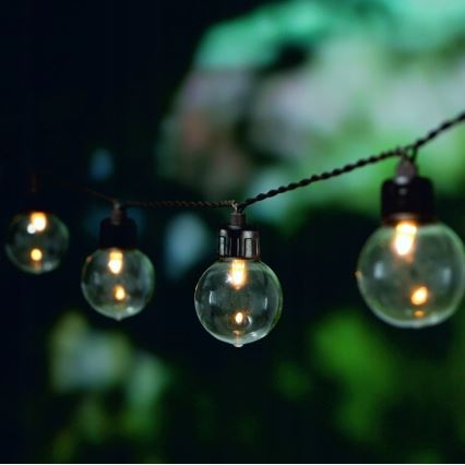 LED solcelledrevet dekorationskæde 30 LED/8 funktioner 500 mAh 10,6 m IP67 varm hvid