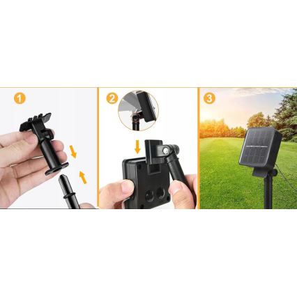 LED solcelledrevet dekorationskæde 30 LED/8 funktioner 500 mAh 10,6 m IP67 varm hvid