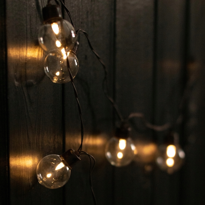 LED solcelledrevet dekorationslyskæde 30xLED/8 funktioner 500 mAh 10,6 m IP67 varm hvid