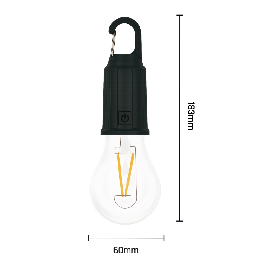 LED solcelledrevet genopladelig lampe LUMINA LUMO LED/USB 300 mAh sort