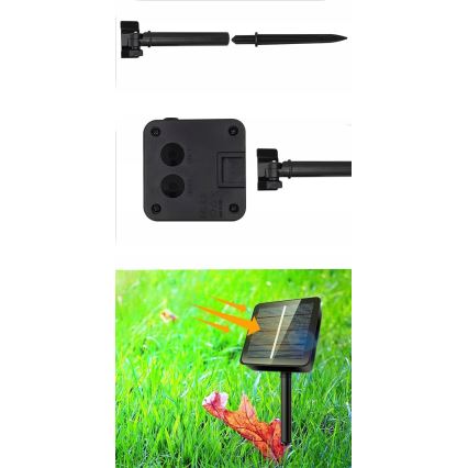 LED solcelledrevet lyskæde 50xLED/8 funktioner 500 mAh 9,5 m IP67 varm hvid