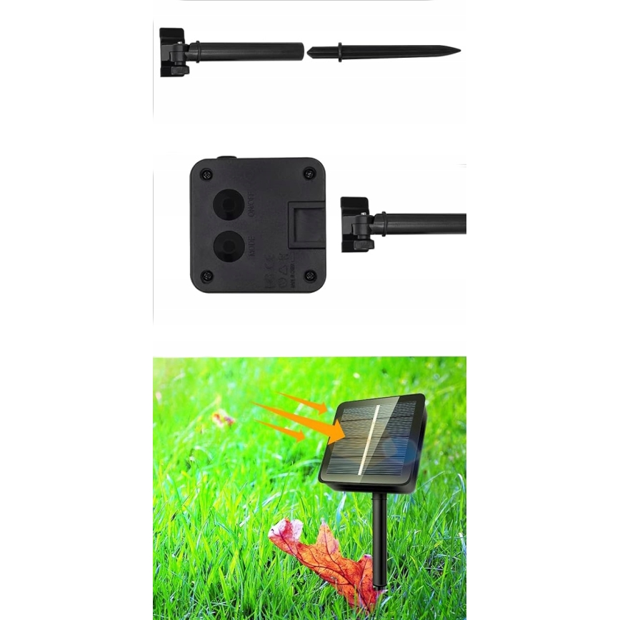 LED solcelledrevet lyskæde 50xLED/8 funktioner 500 mAh 9,5 m IP67 varm hvid