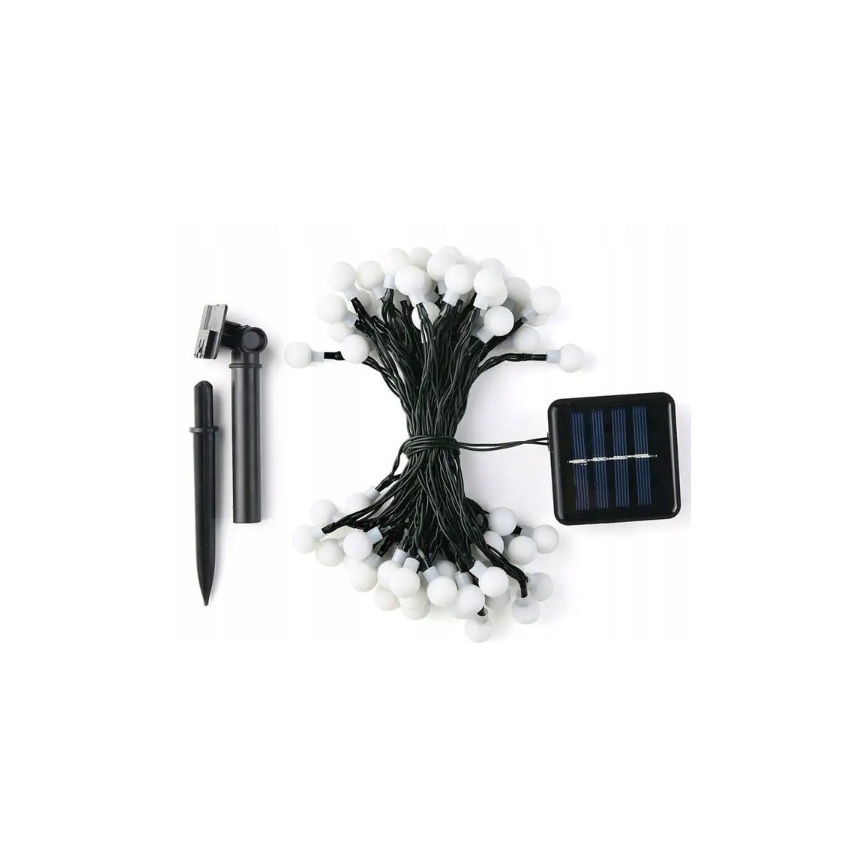 LED solcelledrevet lyskæde 50xLED/8 funktioner 500 mAh 9,5 m IP67 varm hvid