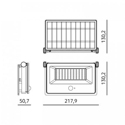 LED solcelleprojektør med sensor NCS G2 LED/30W/3,7V 3000/4000/6500K IP54 5200 mAh