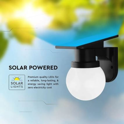 LED solcelledrevet væglampe LED/3,7V 3000/4000/6400K IP54 1800 mAh sort + fjernbetjening