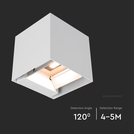 LED solcelle væglampe med sensor LED/9W/5V 3000/4000/5000K IP65 2600 mAh hvid