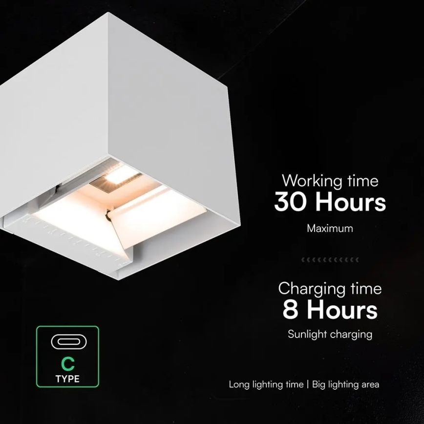 LED solcelle væglampe med sensor LED/9W/3,7V 3000/4000/5000K IP65 2600 mAh hvid
