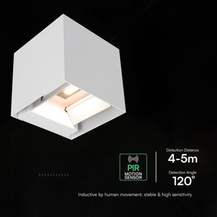 LED solcelle væglampe med sensor LED/9W/3,7V 3000/4000/5000K IP65 2600 mAh hvid