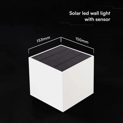 LED solcelle væglampe med sensor LED/9W/3,7V 3000/4000/5000K IP65 2600 mAh hvid