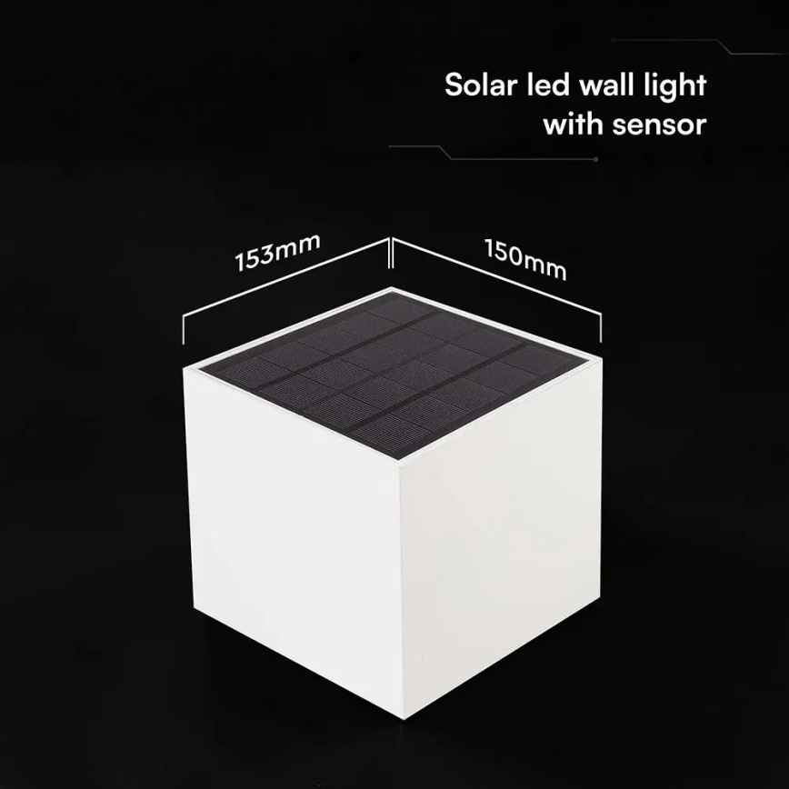 LED solcelle væglampe med sensor LED/9W/3,7V 3000/4000/5000K IP65 2600 mAh hvid