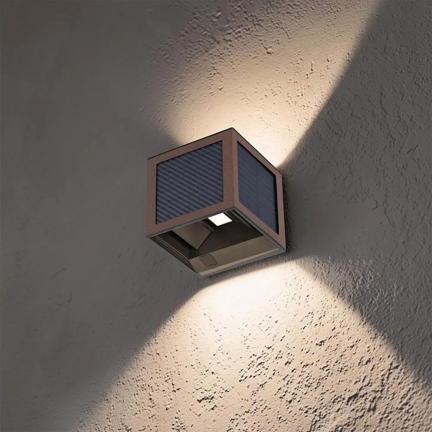 LED solcelle-vægarmatur med sensor LED/9W/3,7V 3000/4000/6000K IP65 2600 mAh brun
