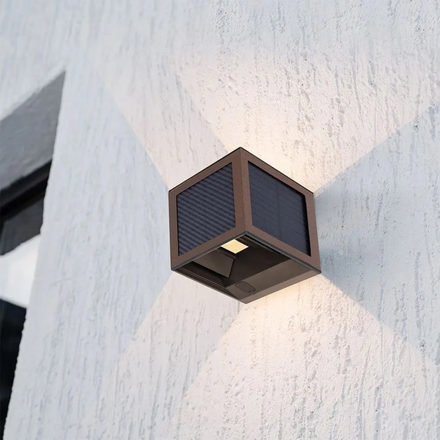 LED solcelle-vægarmatur med sensor LED/9W/3,7V 3000/4000/6000K IP65 2600 mAh brun