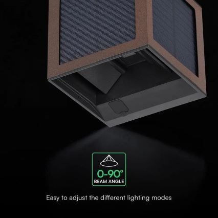 LED solcelle-vægarmatur med sensor LED/9W/3,7V 3000/4000/6000K IP65 2600 mAh brun
