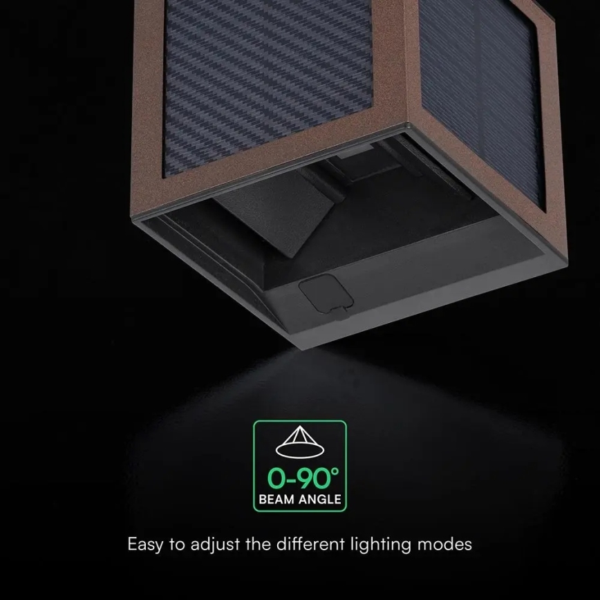 LED solcelle-vægarmatur med sensor LED/9W/3,7V 3000/4000/6000K IP65 2600 mAh brun