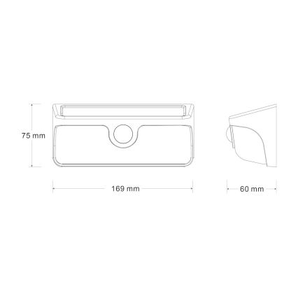 LED-solcelledrevet væglampe med sensor LINK LED/5W/3,7V 2000 mAh IP65 sort