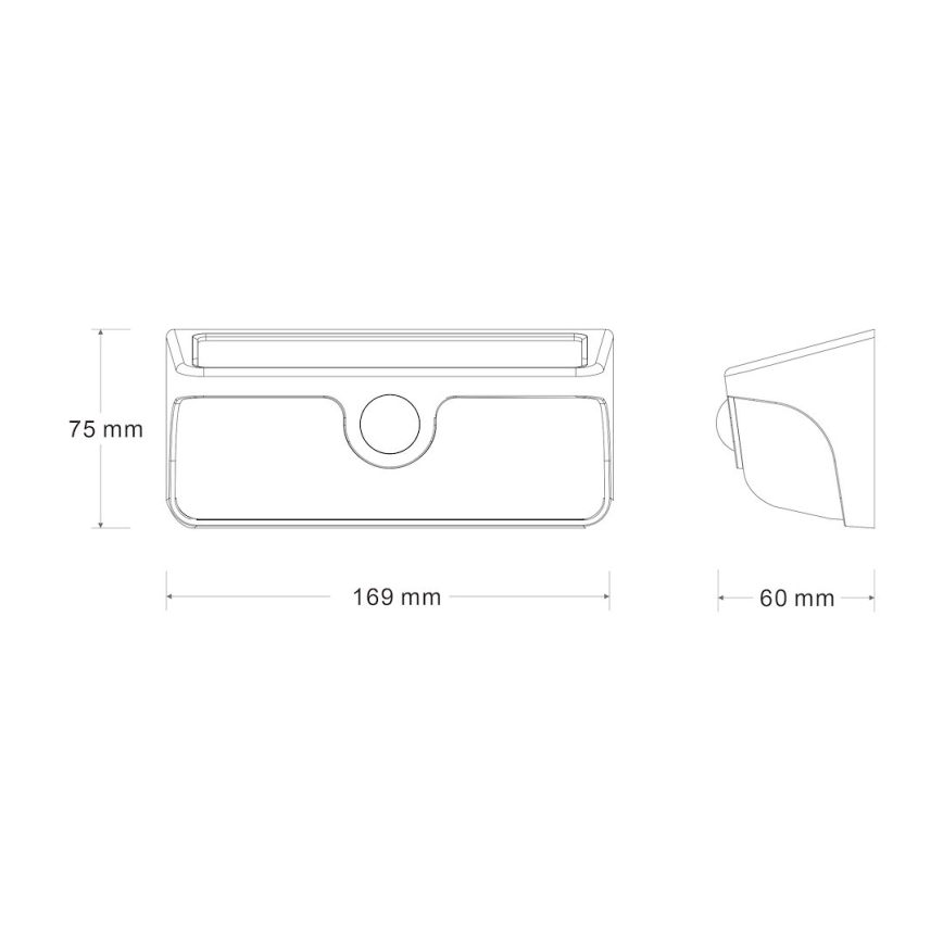 LED-solcelledrevet væglampe med sensor LINK LED/5W/3,7V 2000 mAh IP65 sort