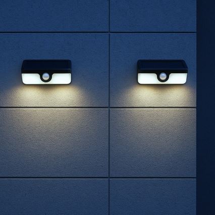 LED-solcelledrevet væglampe med sensor LINK LED/5W/3,7V IP65, sort