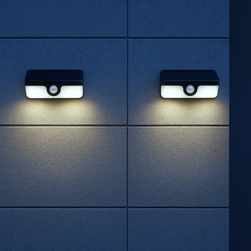 LED-solcelledrevet væglampe med sensor LINK LED/5W/3,7V IP65, sort