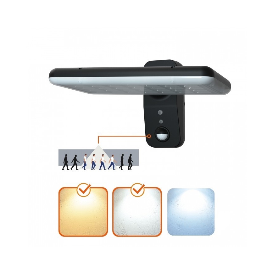 LED solcelle-væglampe med sensor PHOENIX LED/15W/3,2V 3000/4000K IP65 6000 mAh