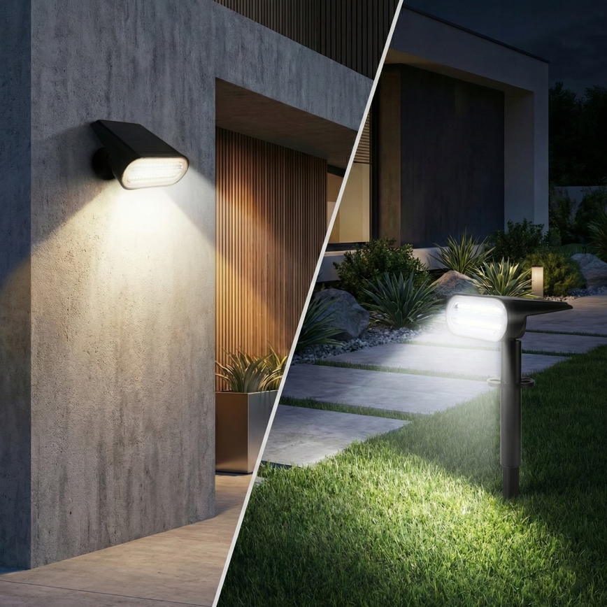 LED solcellelampe 2 i 1 LED/3,7 V 1200 mAh IP54 sort