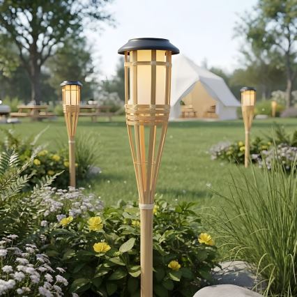 LED-solcellelampe BAMBOO LED/1,2 V 150 mAh 1800 K 56 cm IP44 beige