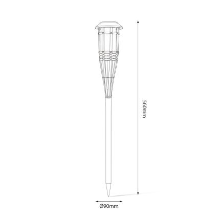 LED-solcellelampe BAMBOO LED/1,2 V 150 mAh 1800 K 56 cm IP44 beige