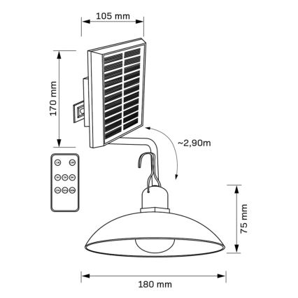 LED solcellelampe CELINA LED/1,8W/3,7V IP44 + fjernbetjening