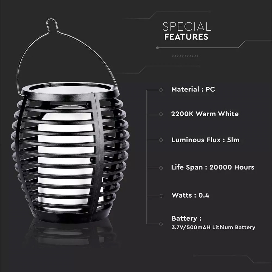 LED solcellelampe FLAME 4-i-1 1xLED/0,45W/3,7V IP44 500 mAh