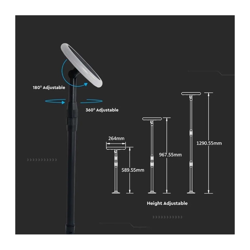 LED Solcellelampe justerbar GARDEN LED/8W/5V 60-129 cm 4000K IP65