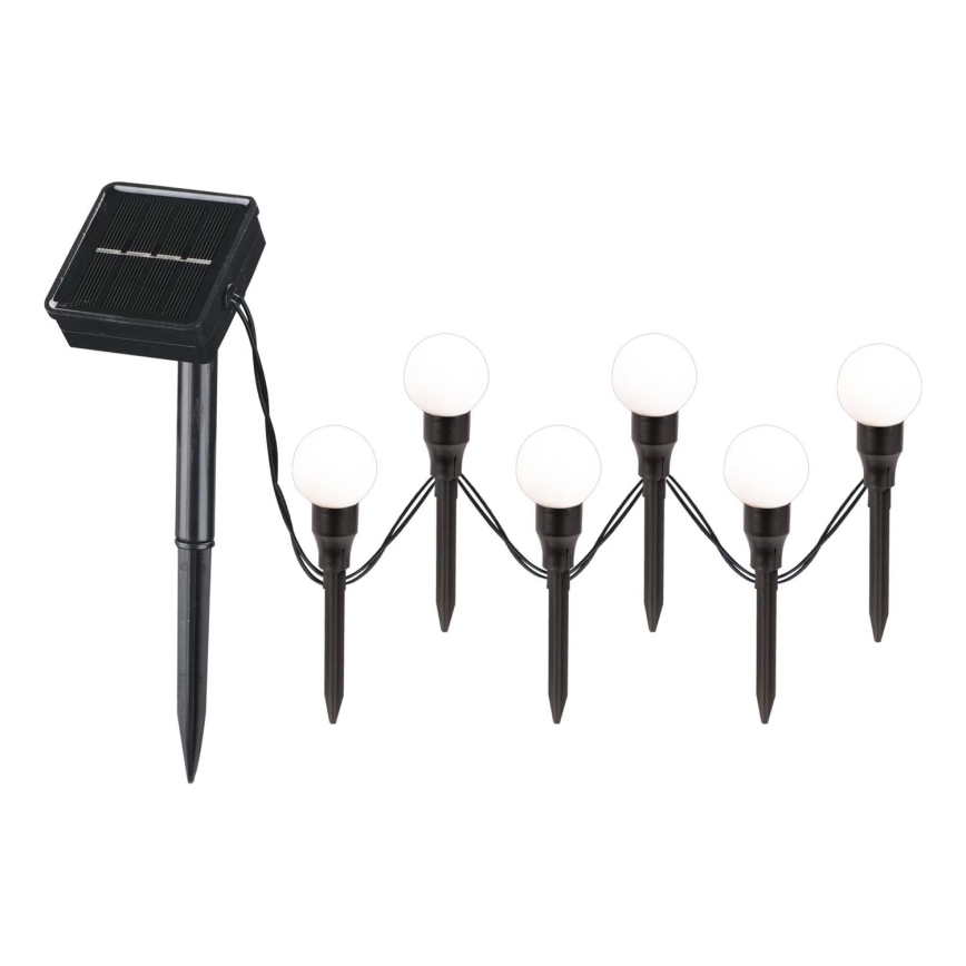 LED solcellelampe KULKI 6xLED/1,2V 600 mAh 4,3 m IP44 sort/hvid