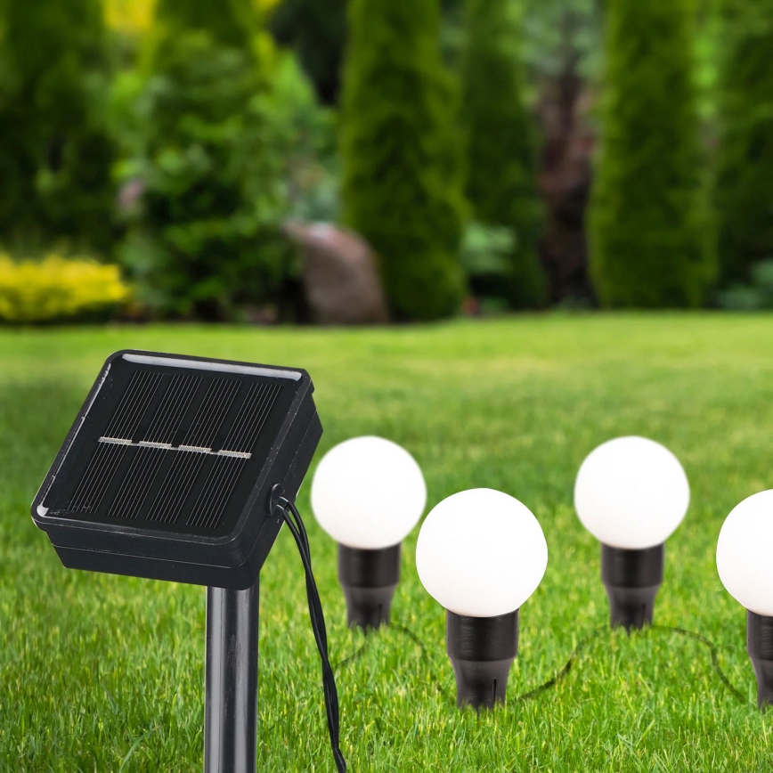 LED solcellelampe KULKI 6xLED/1,2V 600 mAh 4,3 m IP44 sort/hvid