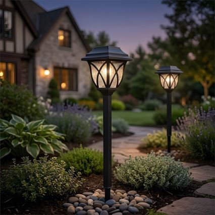 LED solcellelampe LAWN LED/1,2V 100 mAh 3000K 44 cm IP44 sort