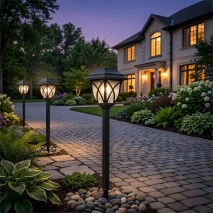 LED solcellelampe LAWN LED/1,2V 100 mAh 3000K 44 cm IP44 sort